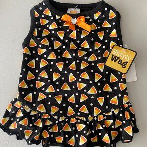 Simply Wag Halloween Candy Corn Dress Dog Puppy Pet Apparel Clothes Size S